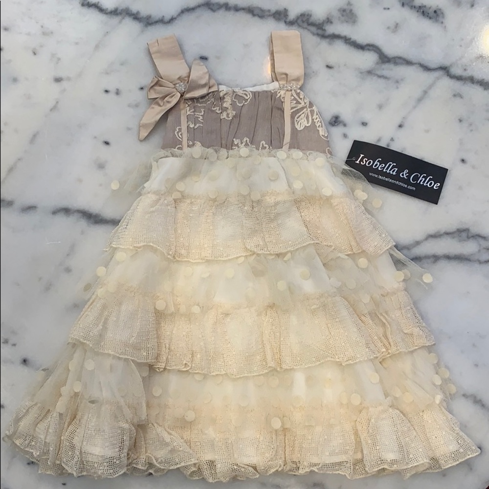 Size 24mo tan/cream dress